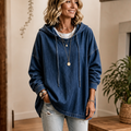 Denim Ease – Washed Oversized Denim-Look Hoodie