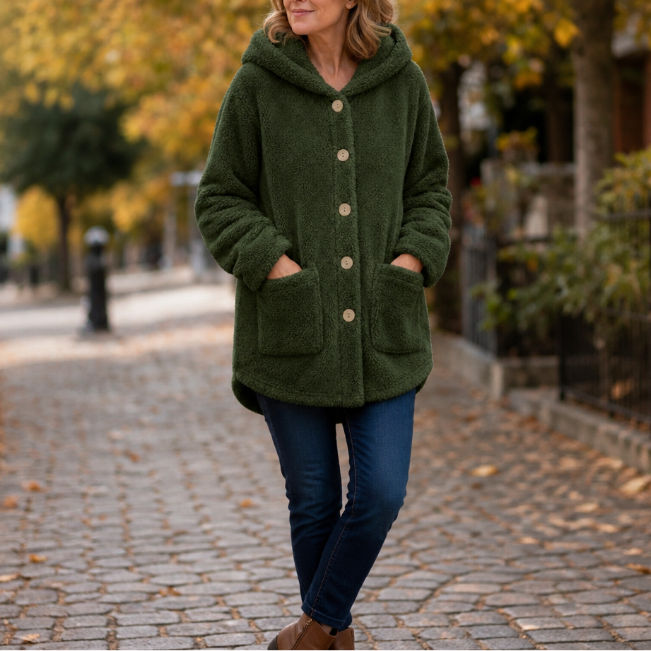 Cozyvale – Button-Front Hooded Winter Jacket