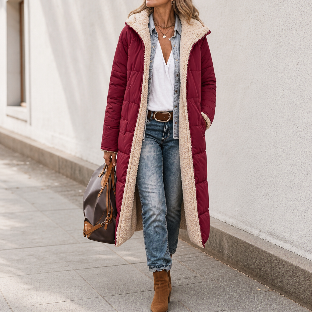 Veluna – Reversible Quilted Sherpa-Look Winter Coat