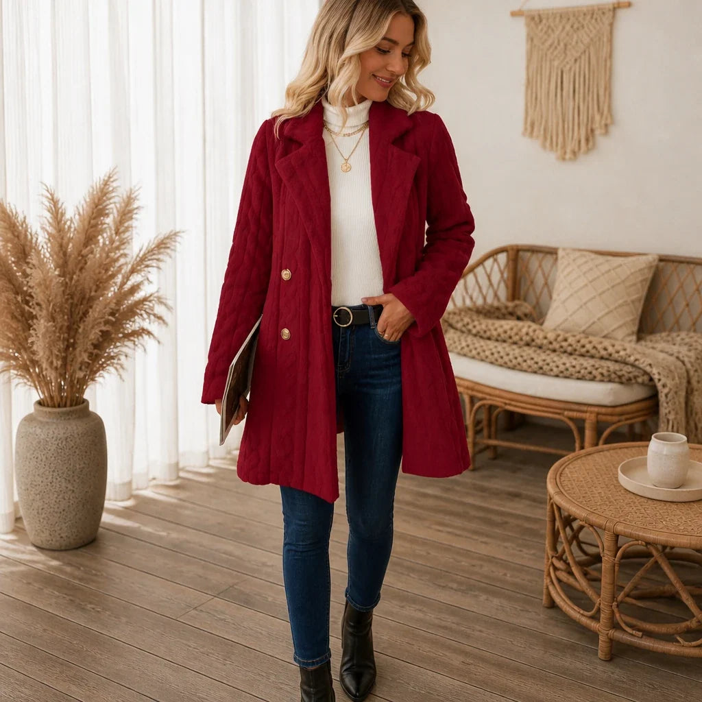 Wintelle – Textured Double-Breasted Winter Coat