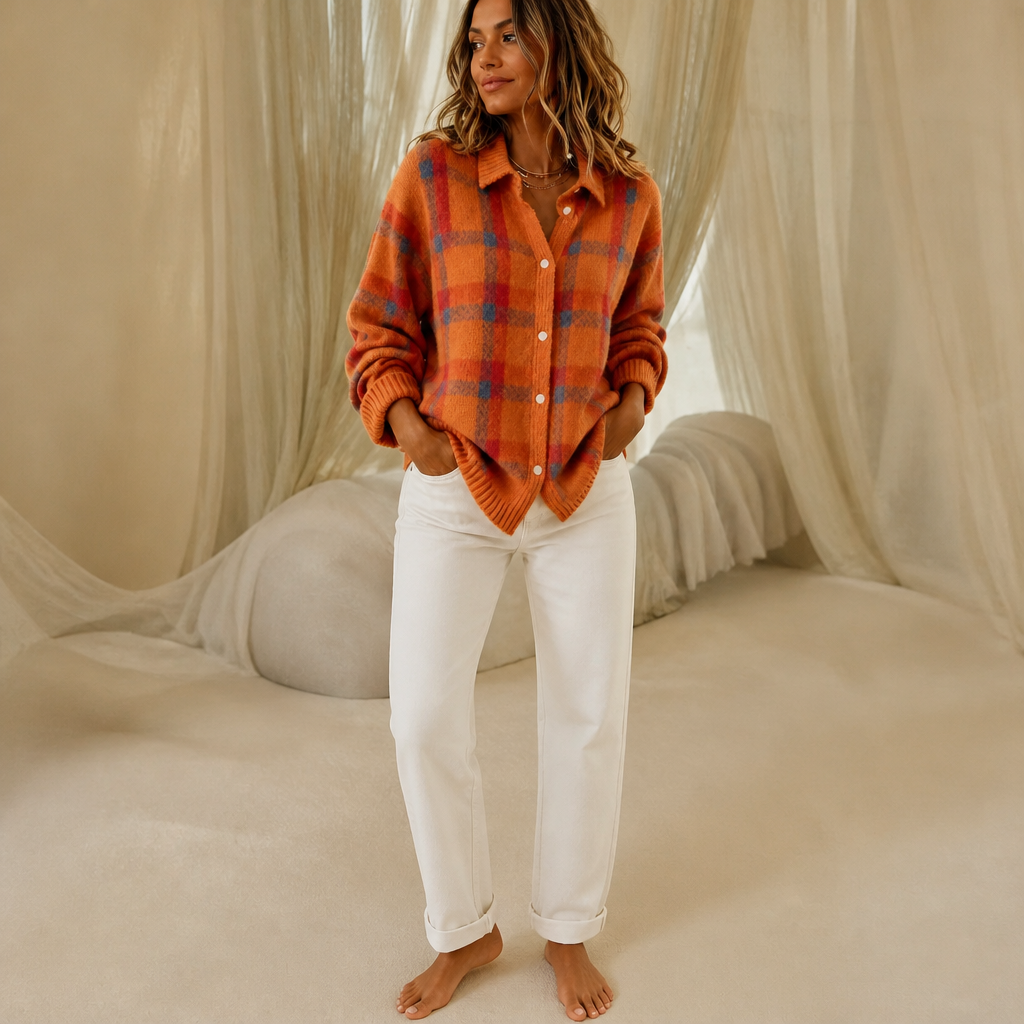Tesa Check – Retro Check Knit Cardigan