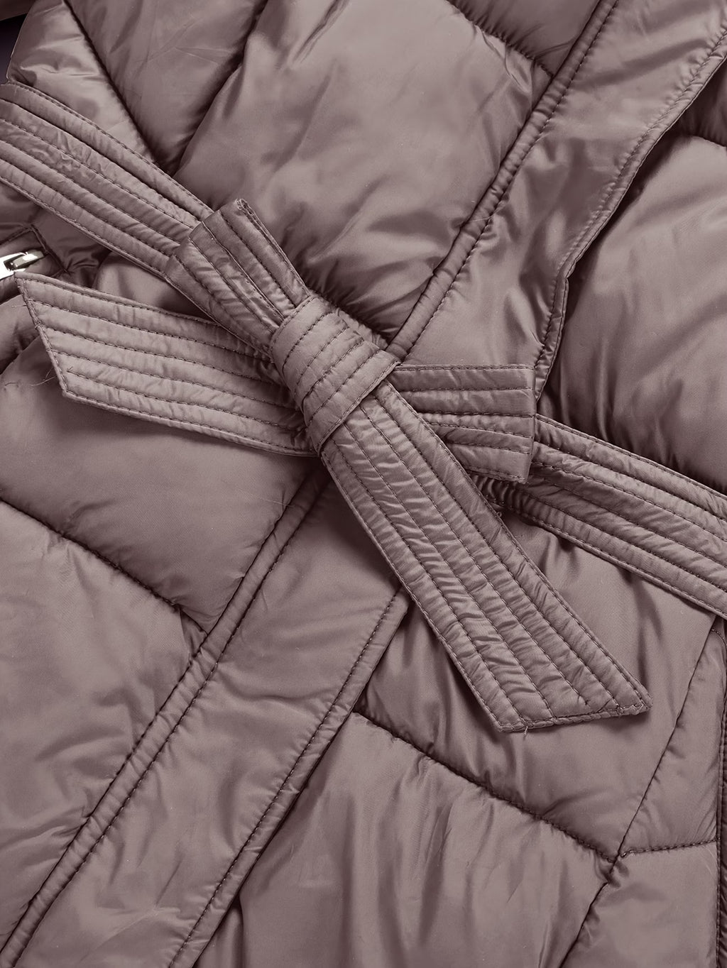 Women's Belted Faux Fur Hooded Puffer Coat