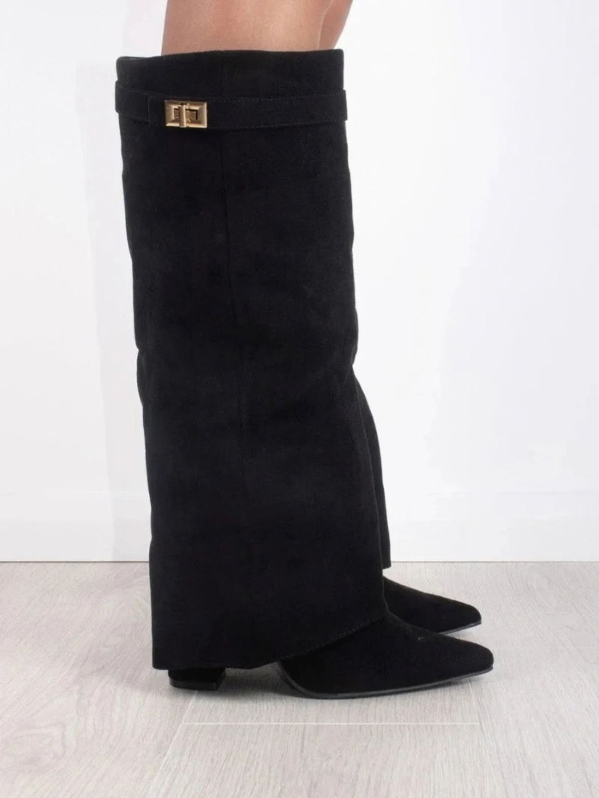Women's Block Heel Pointed Toe Knee-High Boots