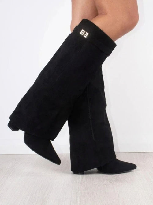 Women's Block Heel Pointed Toe Knee-High Boots