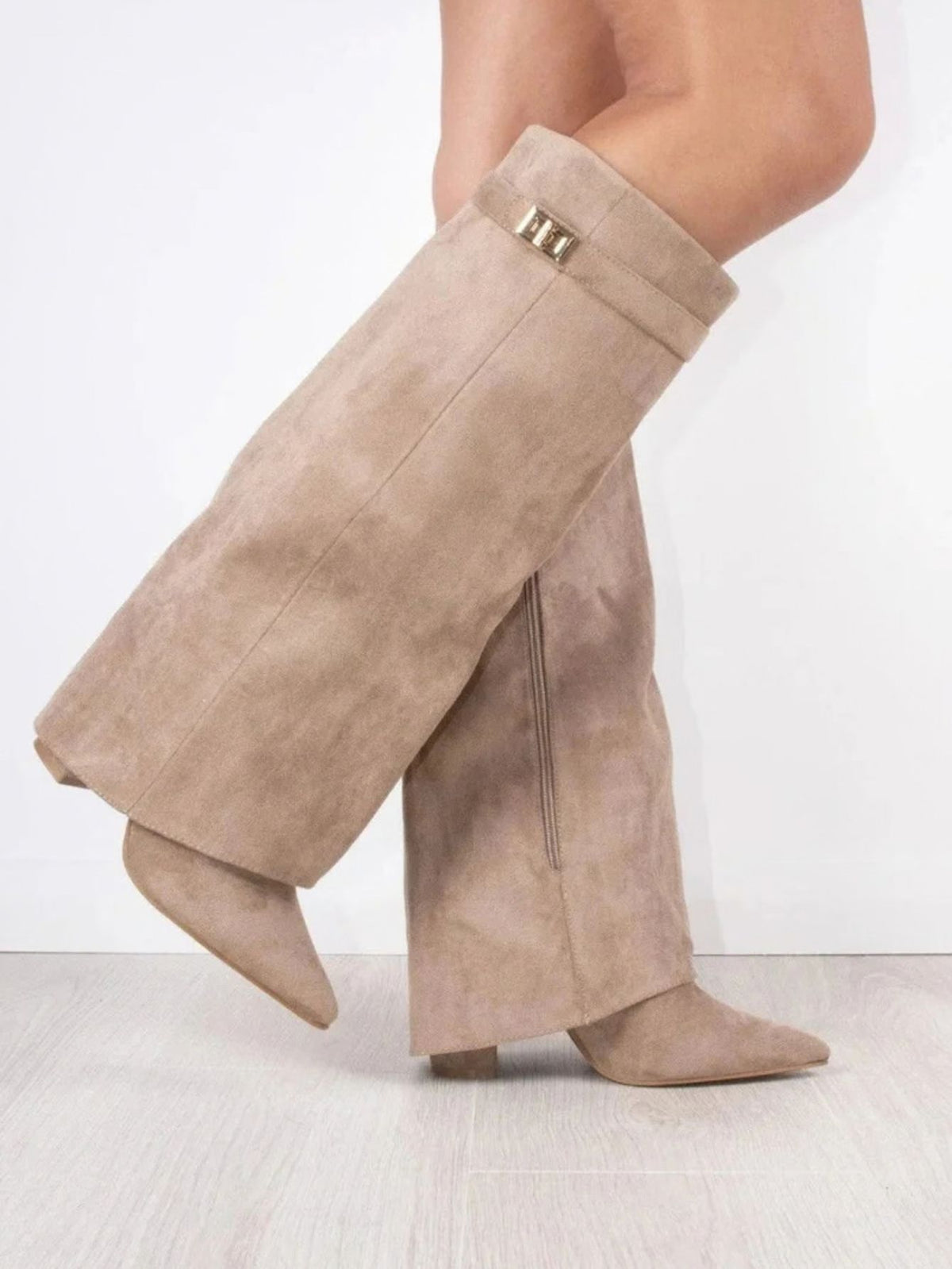 Women's Block Heel Pointed Toe Knee-High Boots