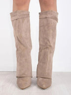 Women's Block Heel Pointed Toe Knee-High Boots