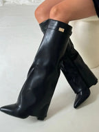 Women's Block Heel Pointed Toe Knee-High Boots