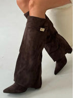 Women's Block Heel Pointed Toe Knee-High Boots