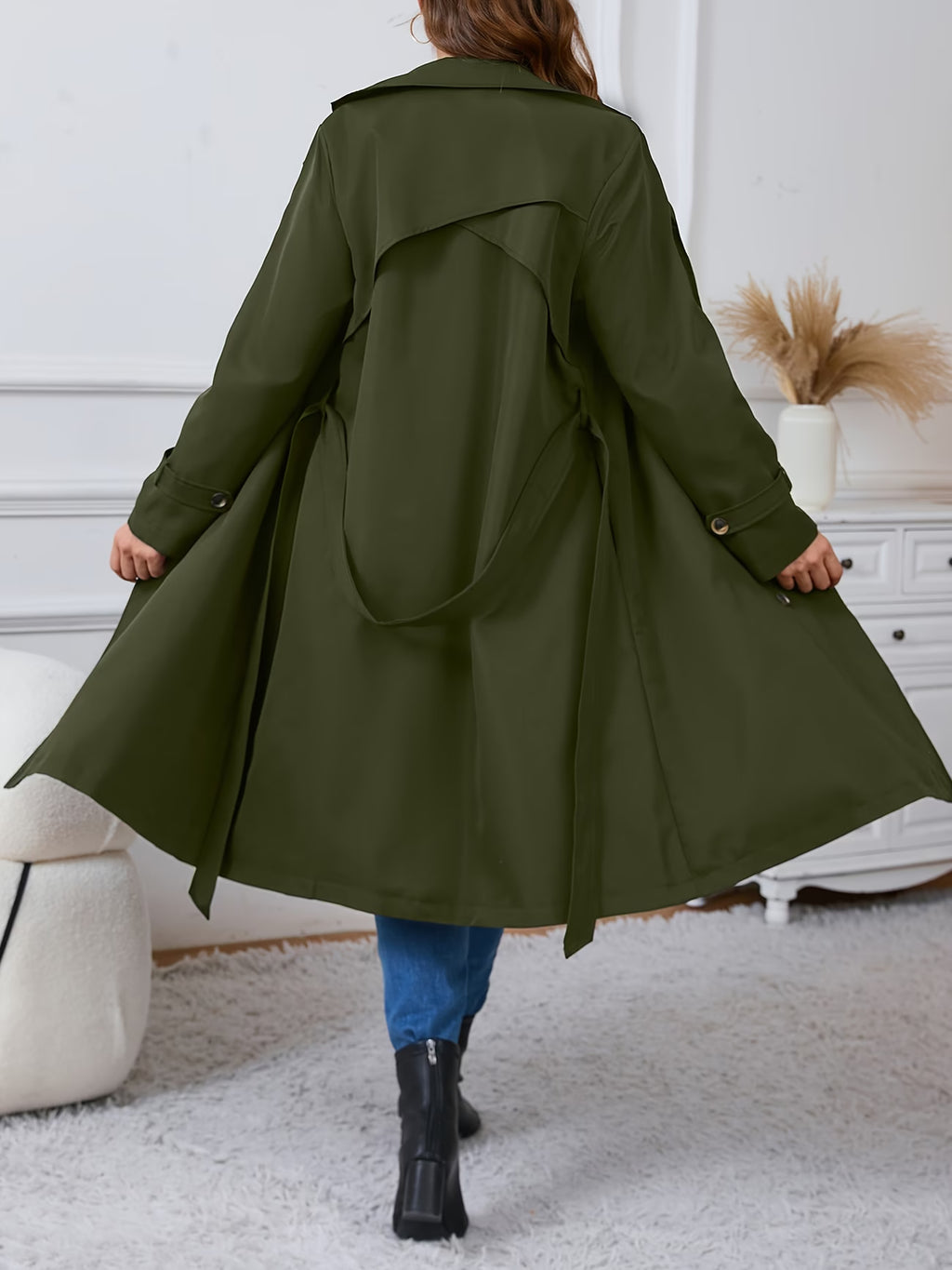 Women's Relaxed Fit Button-Front Trench Coat