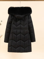 Women's Drawstring Faux Fur Hooded Puffer Coat