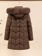 Women's Drawstring Faux Fur Hooded Puffer Coat