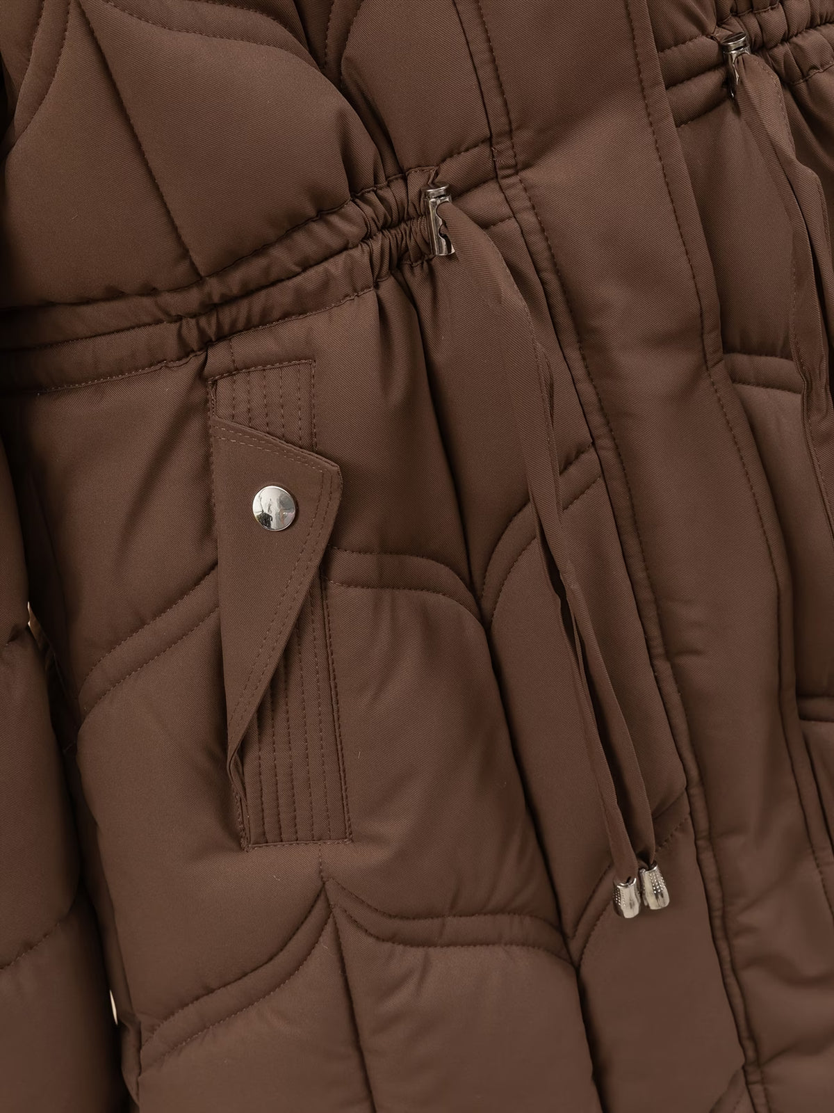 Women's Drawstring Faux Fur Hooded Puffer Coat
