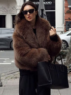 Women's Faux Fur Cropped Shawl Collar Jacket