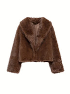 Women's Faux Fur Cropped Shawl Collar Jacket