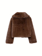 Women's Faux Fur Cropped Shawl Collar Jacket