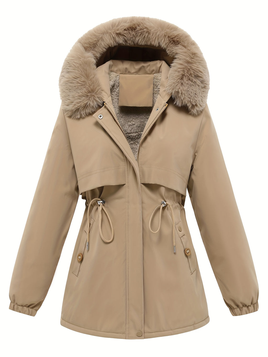 Women's Faux Fur Trim Hooded Parka