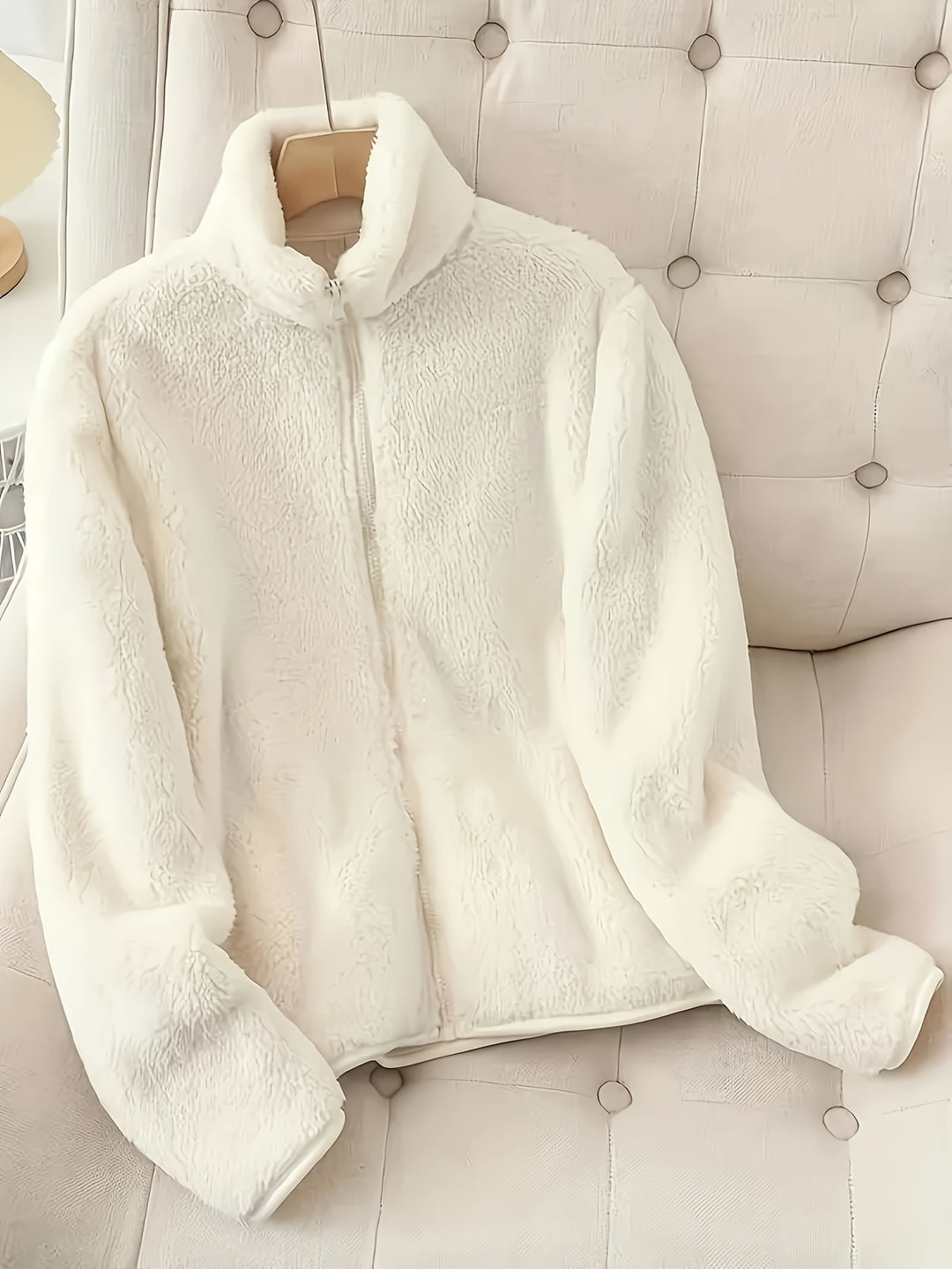 Women's Faux Shearling Full-Zip Collared Jacket
