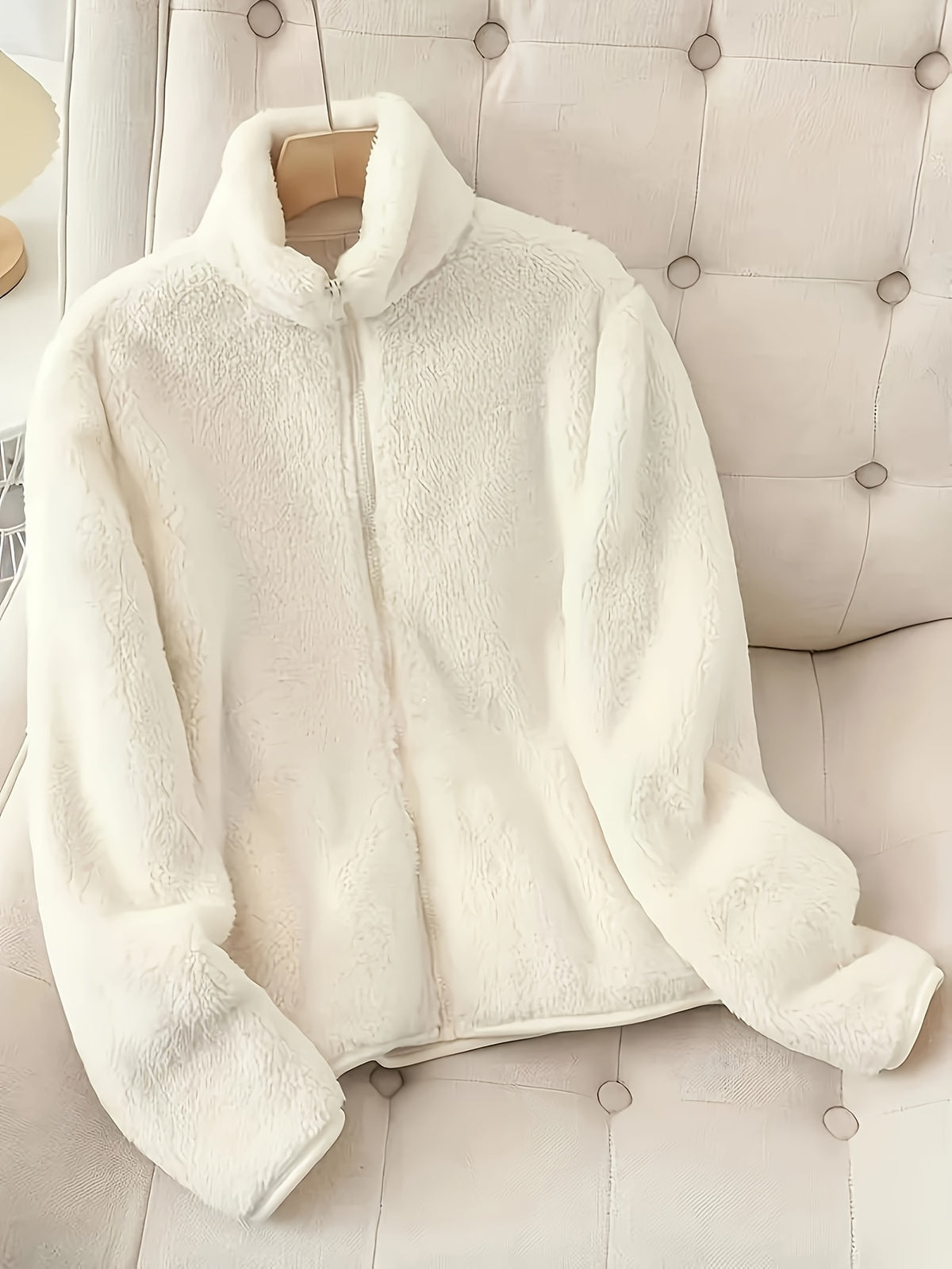 Women's Faux Shearling Full-Zip Collared Jacket