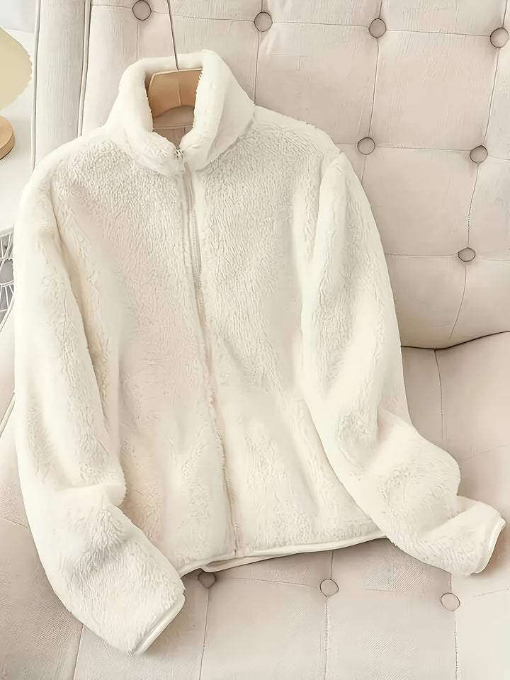 Women's Faux Shearling Full-Zip Collared Jacket