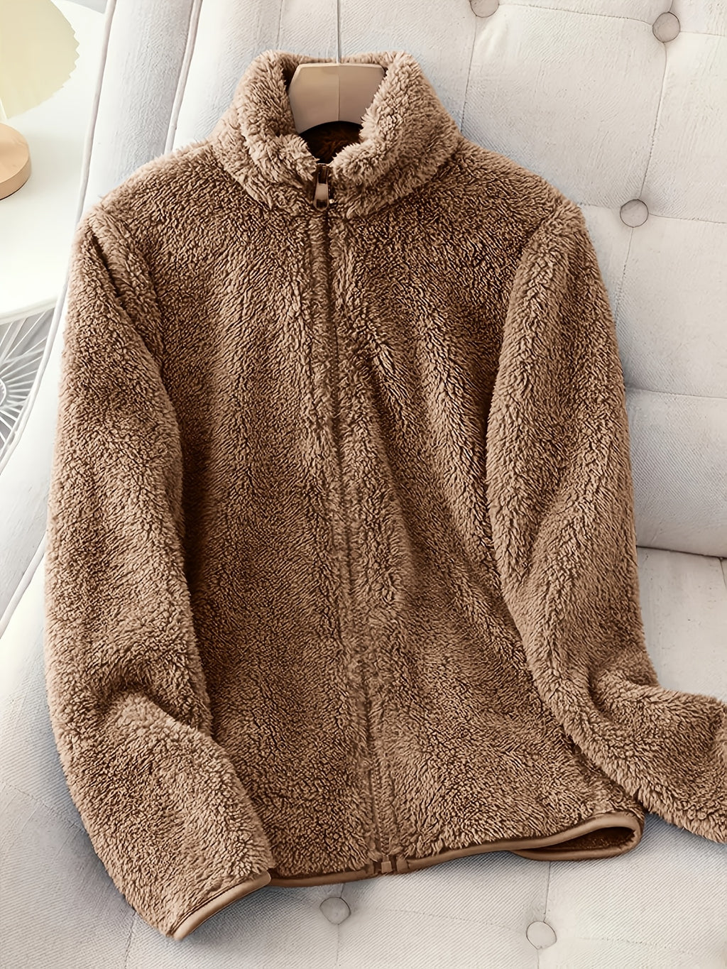 Women's Faux Shearling Full-Zip Collared Jacket
