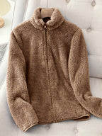 Women's Faux Shearling Full-Zip Collared Jacket