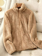 Women's Faux Shearling Full-Zip Collared Jacket