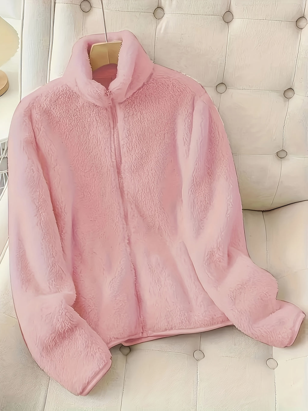 Women's Faux Shearling Full-Zip Collared Jacket