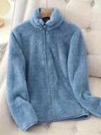 Women's Faux Shearling Full-Zip Collared Jacket