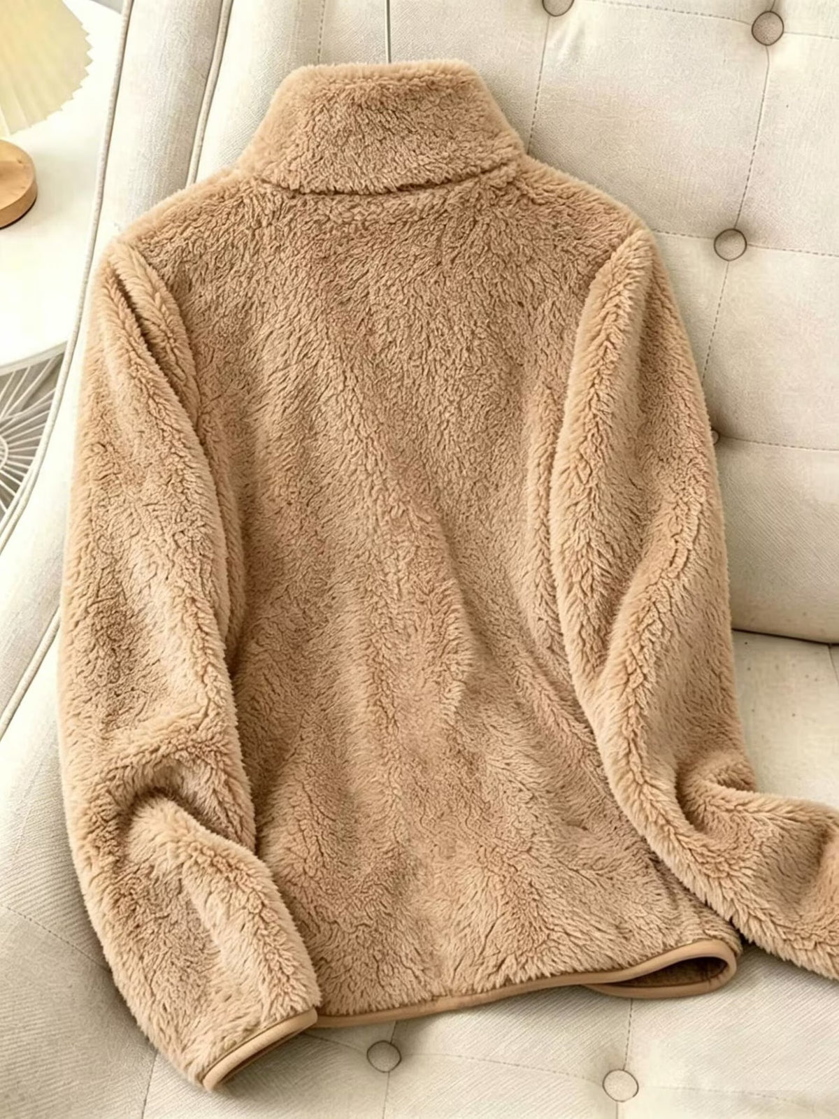 Women's Faux Shearling Full-Zip Collared Jacket
