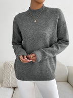 Women's Fine Knit Relaxed Fit Mock Neck Sweater