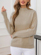 Women's Fine Knit Relaxed Fit Mock Neck Sweater