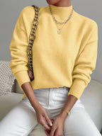 Women's Fine Knit Relaxed Fit Mock Neck Sweater