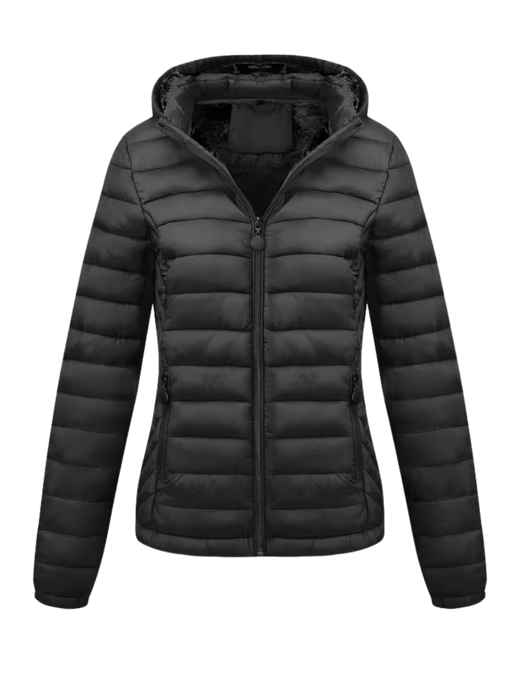 Women's Fitted Faux Fur Hooded Puffer Jacket