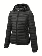 Women's Fitted Faux Fur Hooded Puffer Jacket
