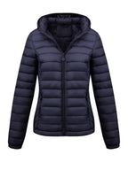 Women's Fitted Faux Fur Hooded Puffer Jacket