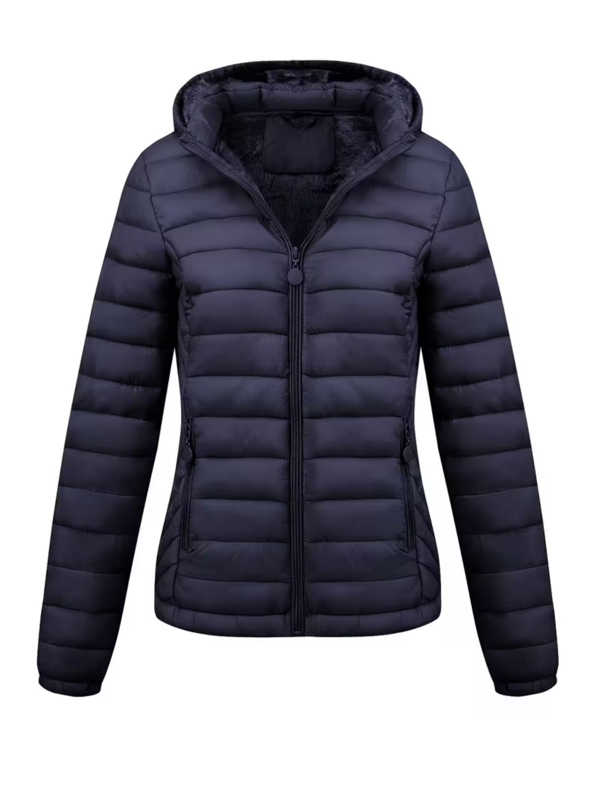 Women's Fitted Faux Fur Hooded Puffer Jacket