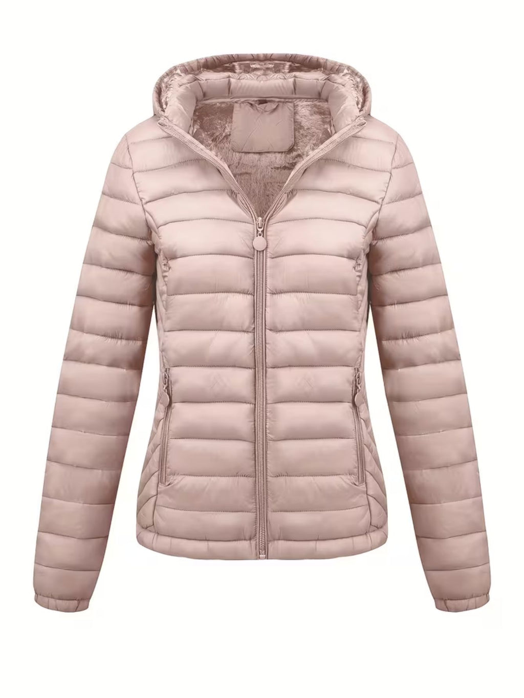 Women's Fitted Faux Fur Hooded Puffer Jacket