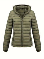 Women's Fitted Faux Fur Hooded Puffer Jacket