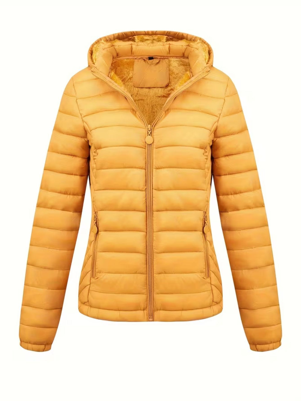 Women's Fitted Faux Fur Hooded Puffer Jacket