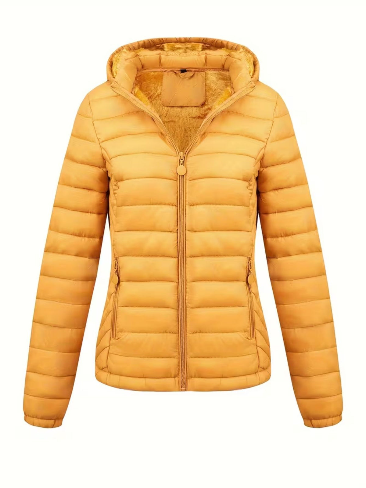 Women's Fitted Faux Fur Hooded Puffer Jacket