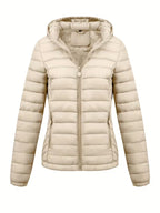 Women's Fitted Faux Fur Hooded Puffer Jacket