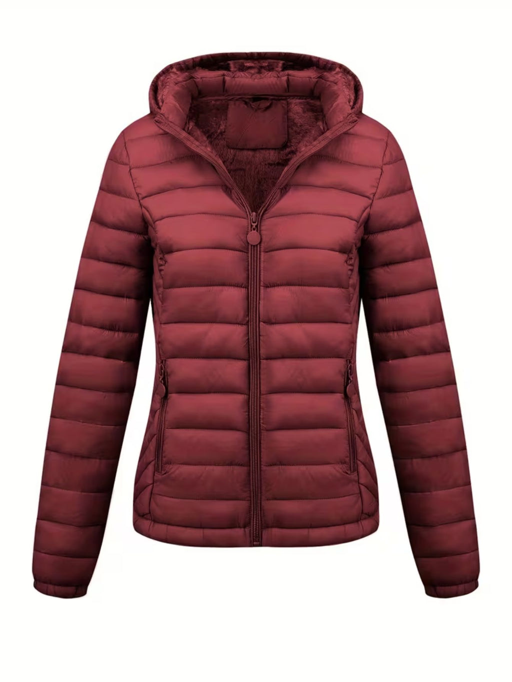 Women's Fitted Faux Fur Hooded Puffer Jacket