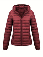Women's Fitted Faux Fur Hooded Puffer Jacket
