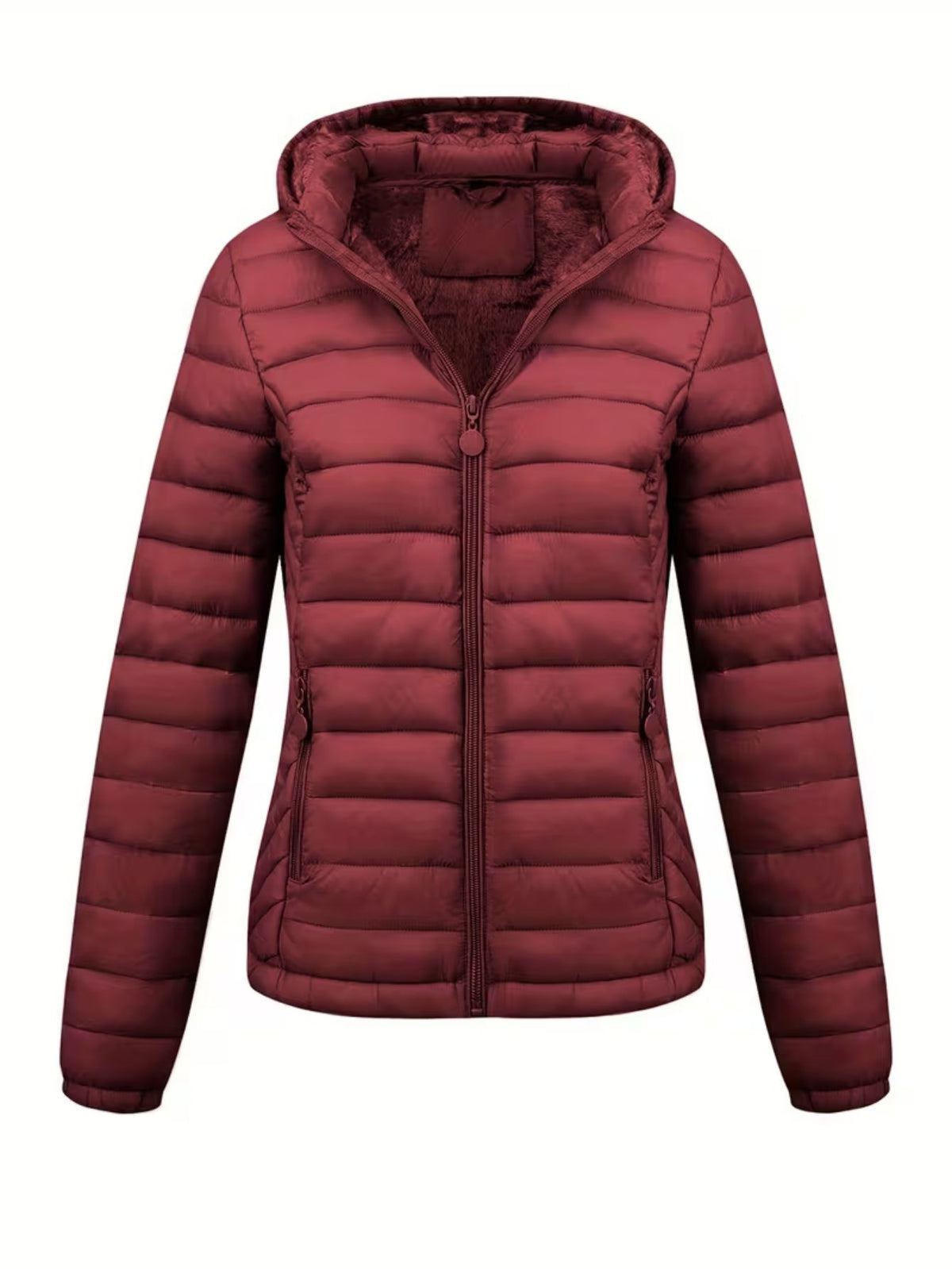 Women's Fitted Faux Fur Hooded Puffer Jacket
