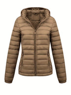Women's Fitted Faux Fur Hooded Puffer Jacket