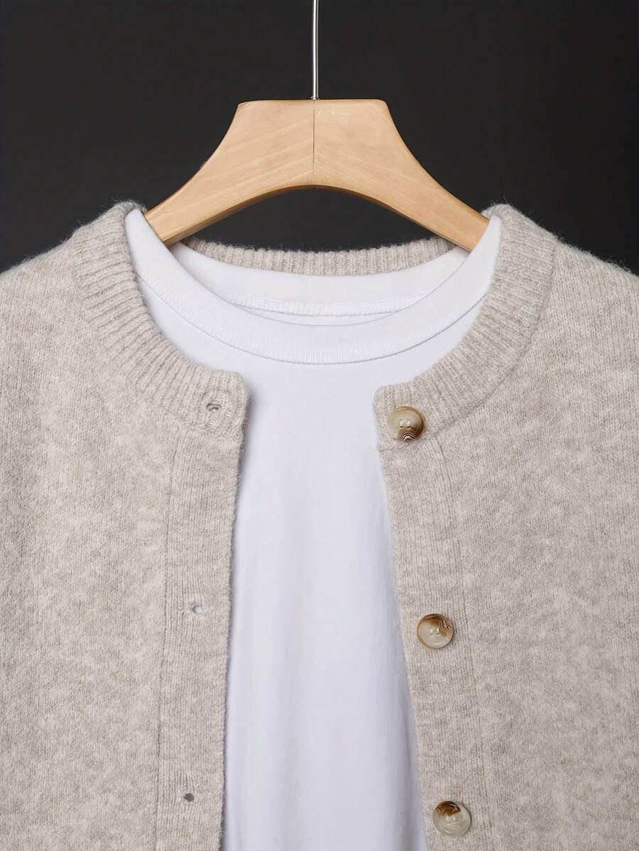 Women's Knit Relaxed Fit Button-Front Cardigan