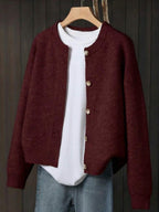 Women's Knit Relaxed Fit Button-Front Cardigan