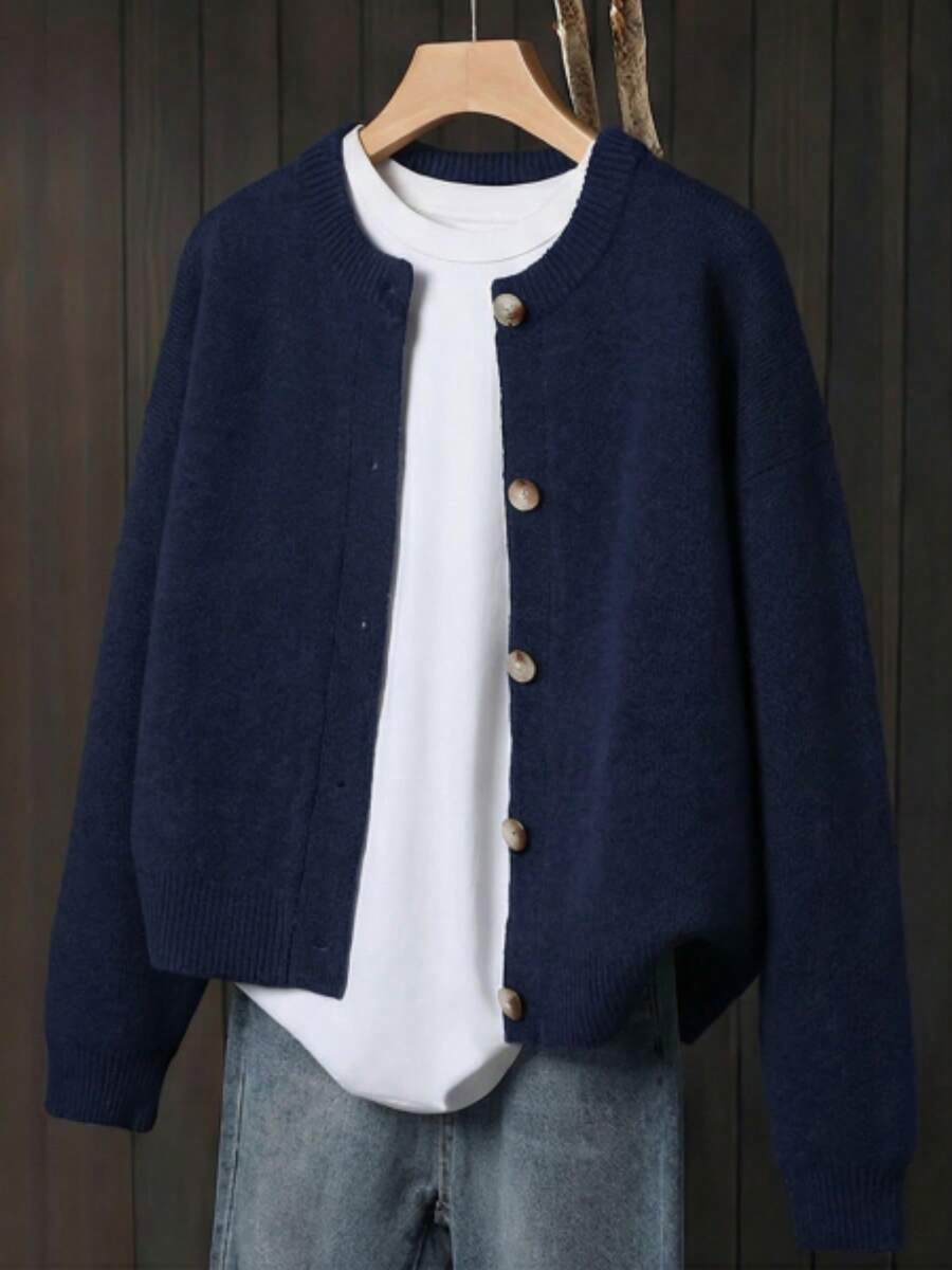 Women's Knit Relaxed Fit Button-Front Cardigan