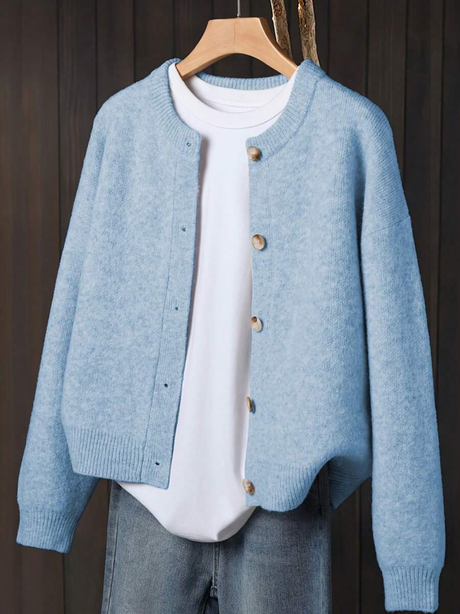 Women's Knit Relaxed Fit Button-Front Cardigan