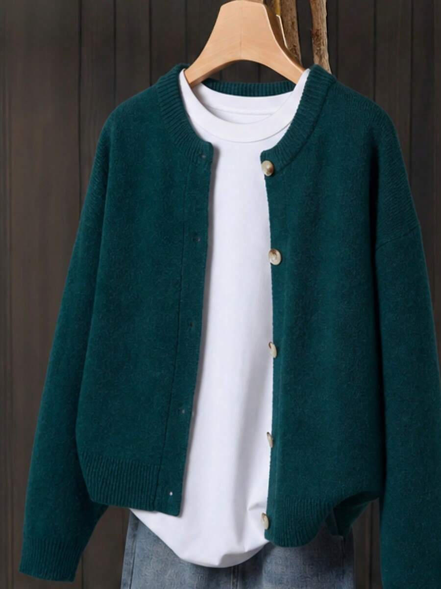 Women's Knit Relaxed Fit Button-Front Cardigan